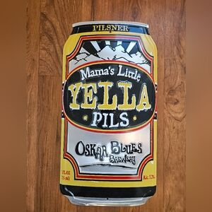 Oskar Blues Mama's Little Yella Pils Beer Can Metal Advertisement Sign